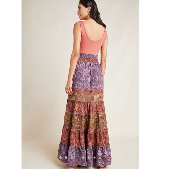 Anthropologie Pink Purple Snake Print Colima Maxi Dress Size XS - Picture 2 of 9